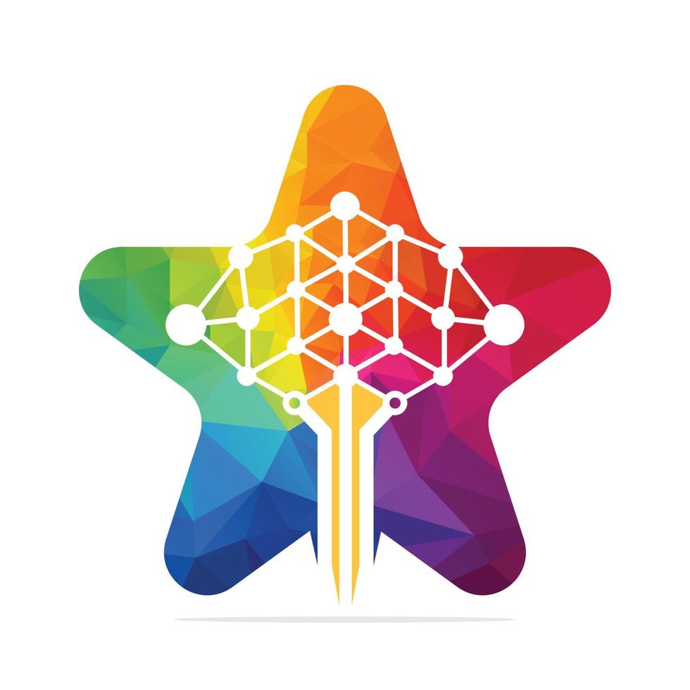Star Digital tree logo design concepts. Educational learning and technology companies logo. vector
