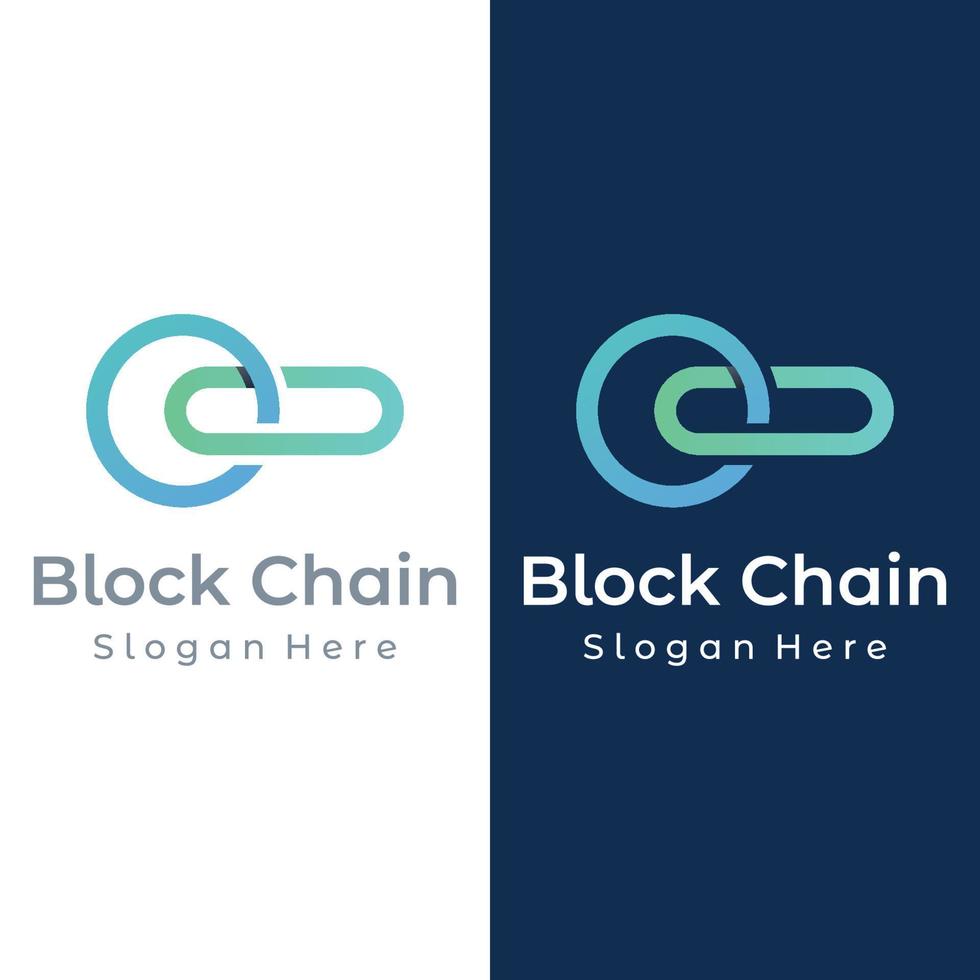 Block chain logo template design.Geometric block chain with hexagons, modern technology box. Block chain for business, technology and data signs. vector