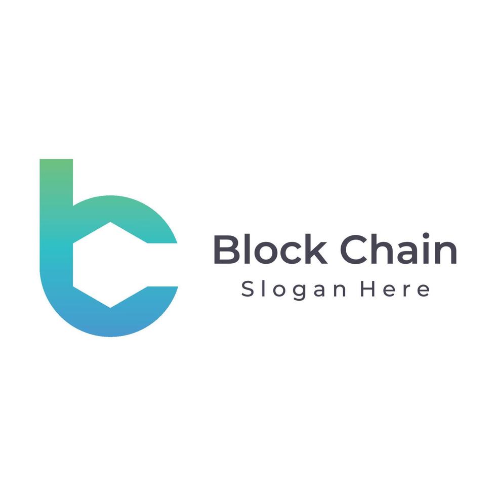 Block chain logo template design.Geometric block chain with hexagons, modern technology box. Block chain for business, technology and data signs. vector