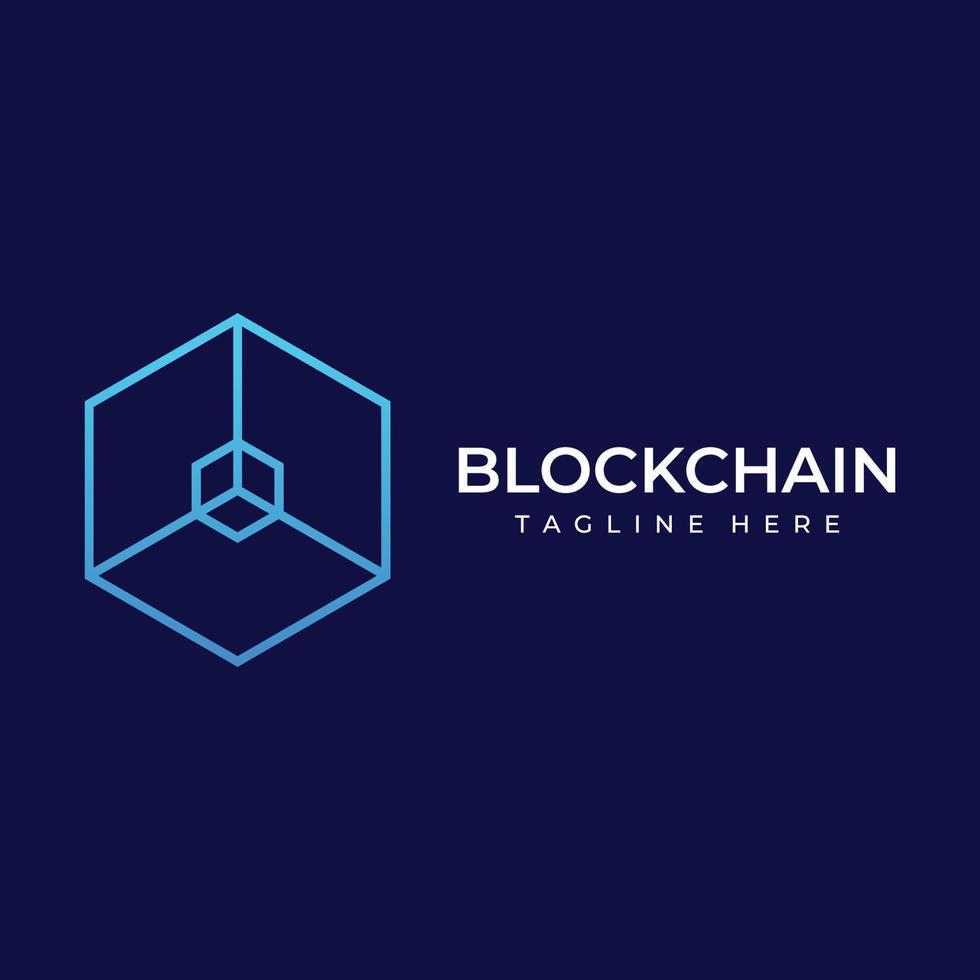 Block chain logo template design.Geometric block chain with hexagons, modern technology box. Block chain for business, technology and data signs. vector