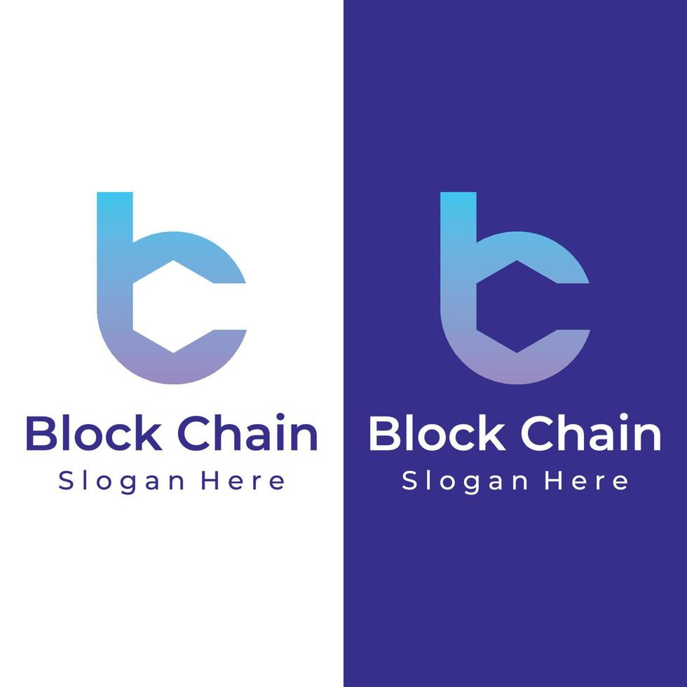 Block chain logo template design.Geometric block chain with hexagons, modern technology box. Block chain for business, technology and data signs. vector