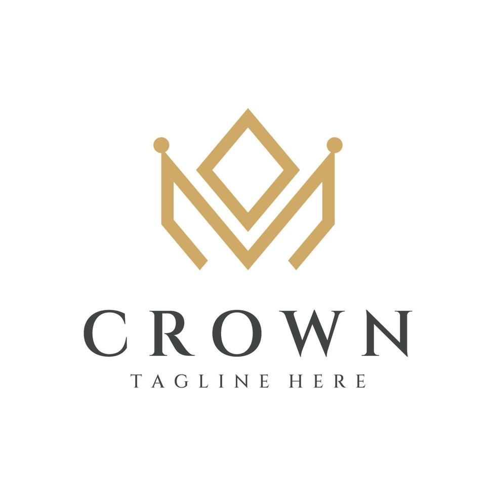 diseño de plantilla de logotipo abstracto de corona de lujo real.corona con monograma, con líneas elegantes y minimalistas aisladas en el fondo. vector