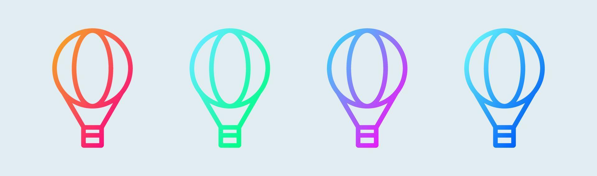 Air balloon line icon in gradient colors. Transportation signs vector illustration.