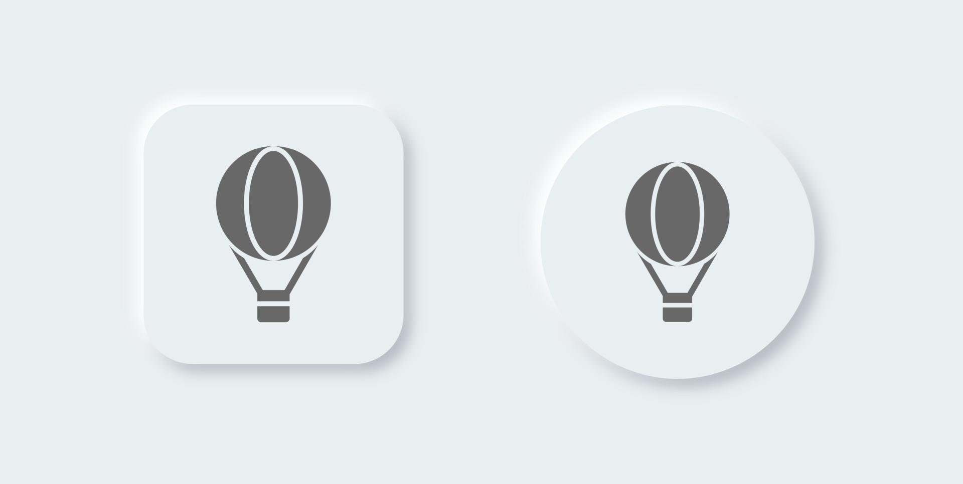 Air balloon solid icon in neomorphic design style. Transportation signs vector illustration.