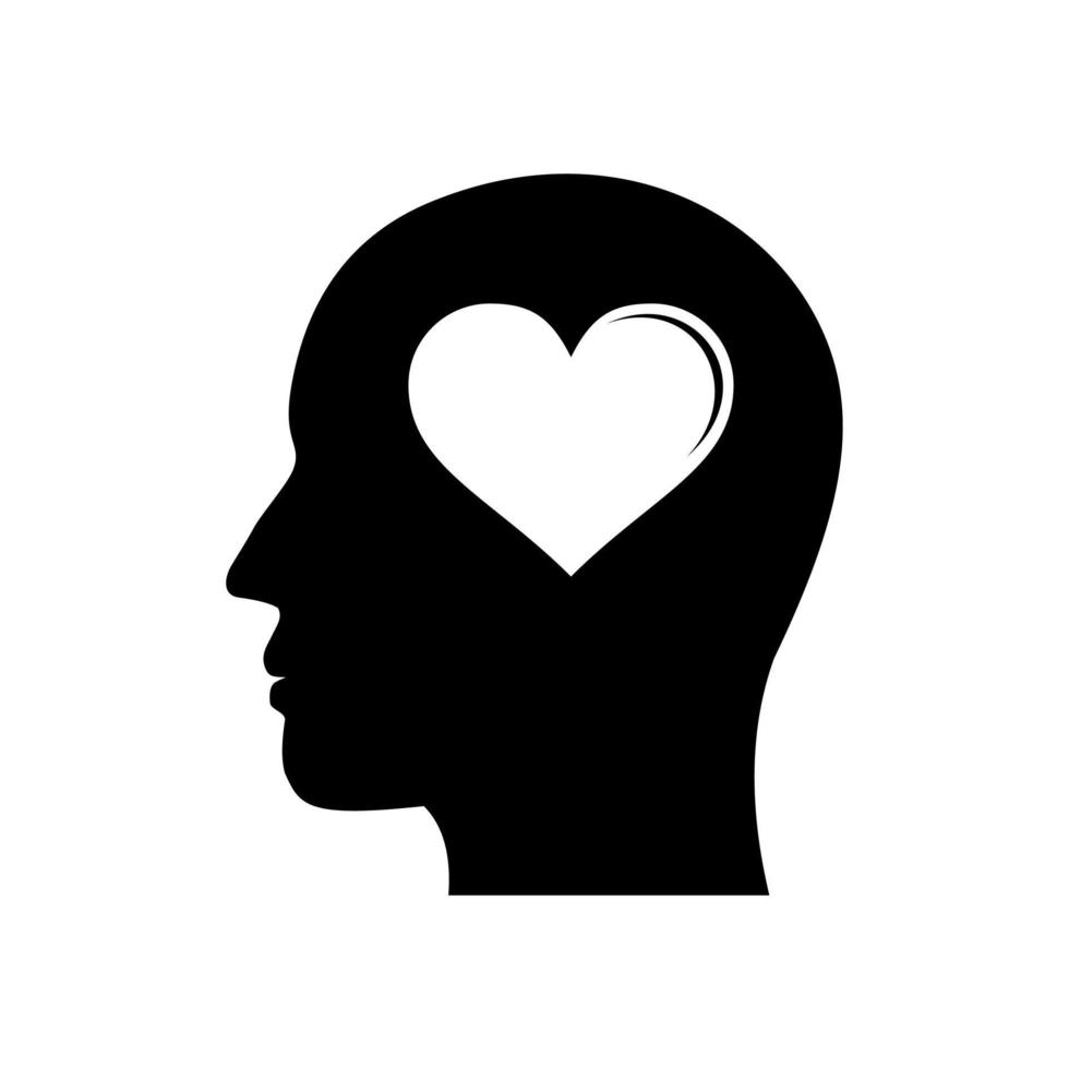 Head with heart sign icon vector