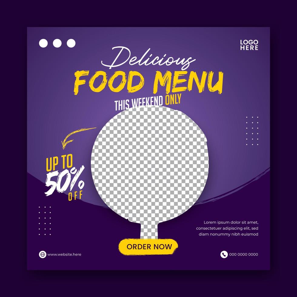 Food social media promotion and banner post design template vector