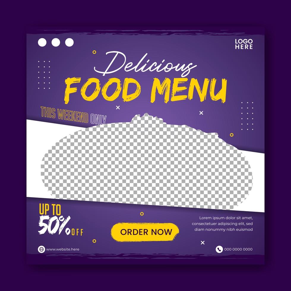 Food social media promotion and banner post design template vector