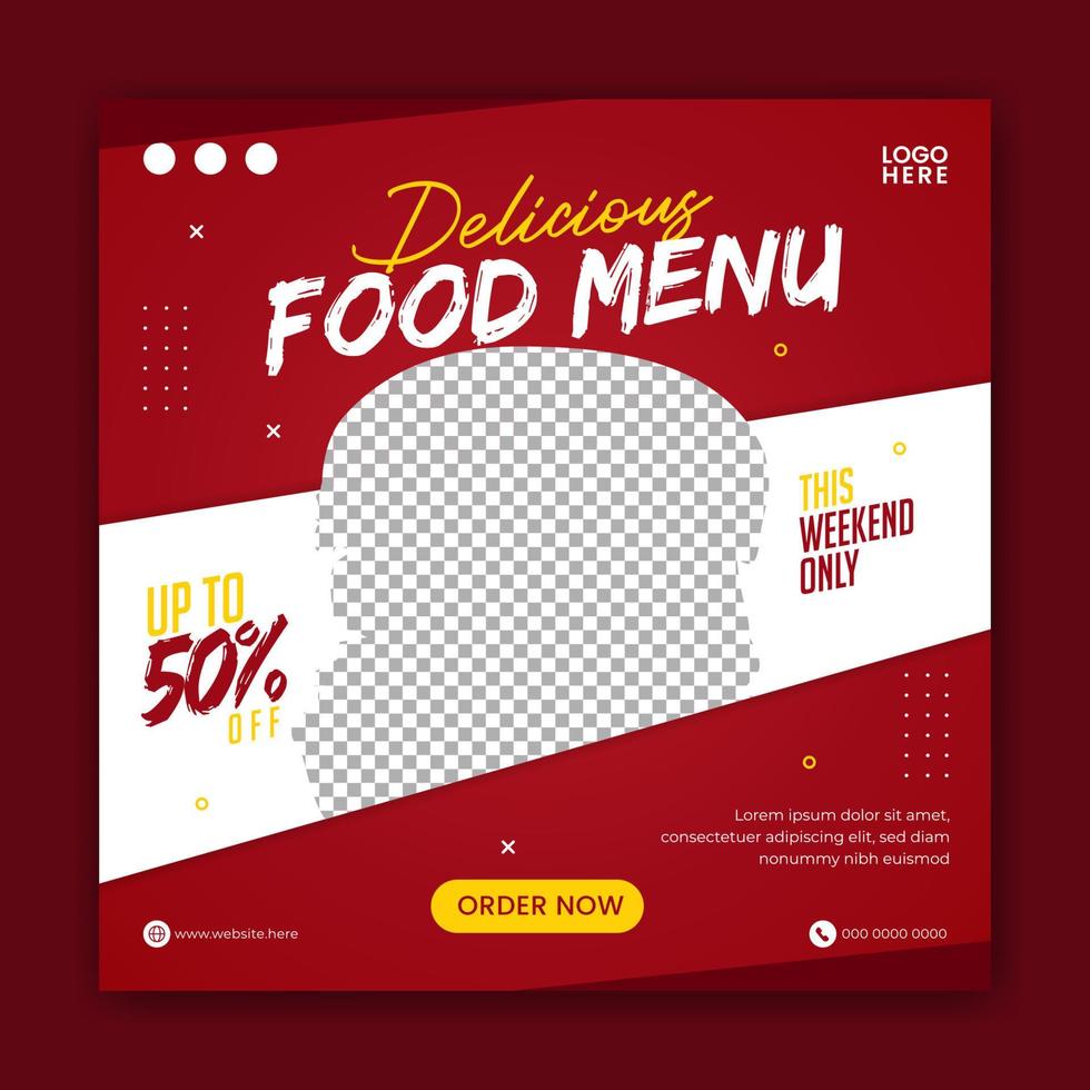 Food social media promotion and banner post design template vector