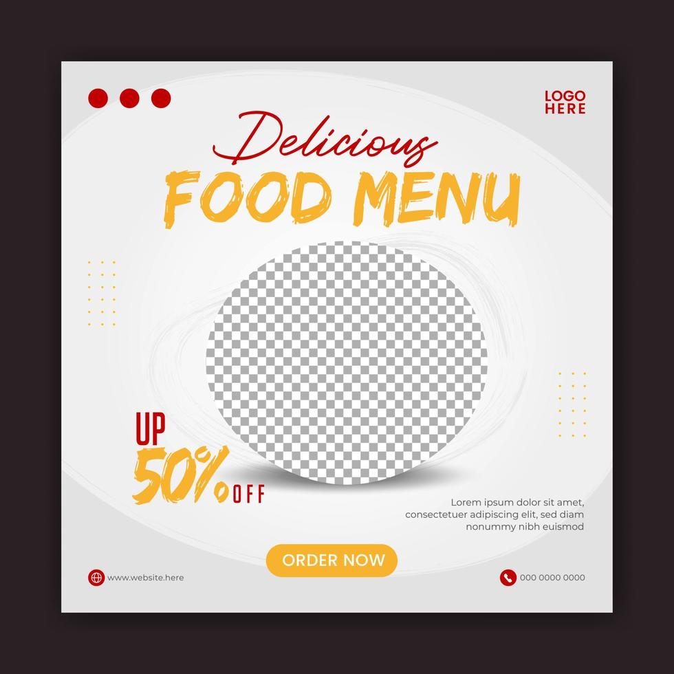 Food social media promotion and banner post design template vector