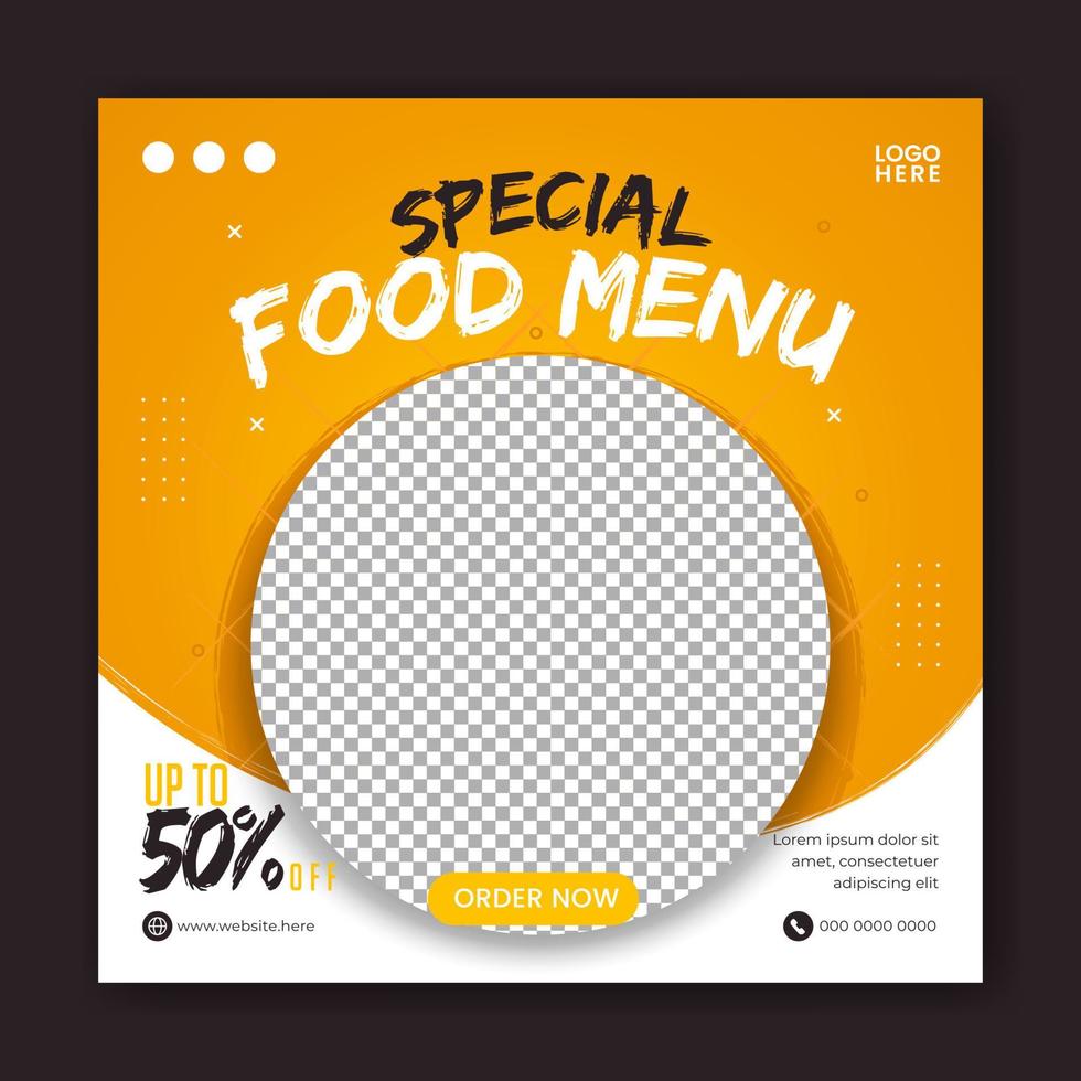 Food social media promotion and banner post design template vector