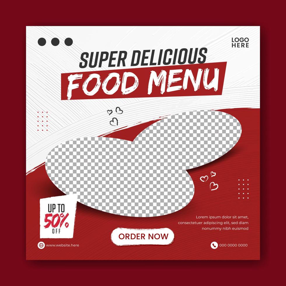 Food social media promotion and banner post design template vector