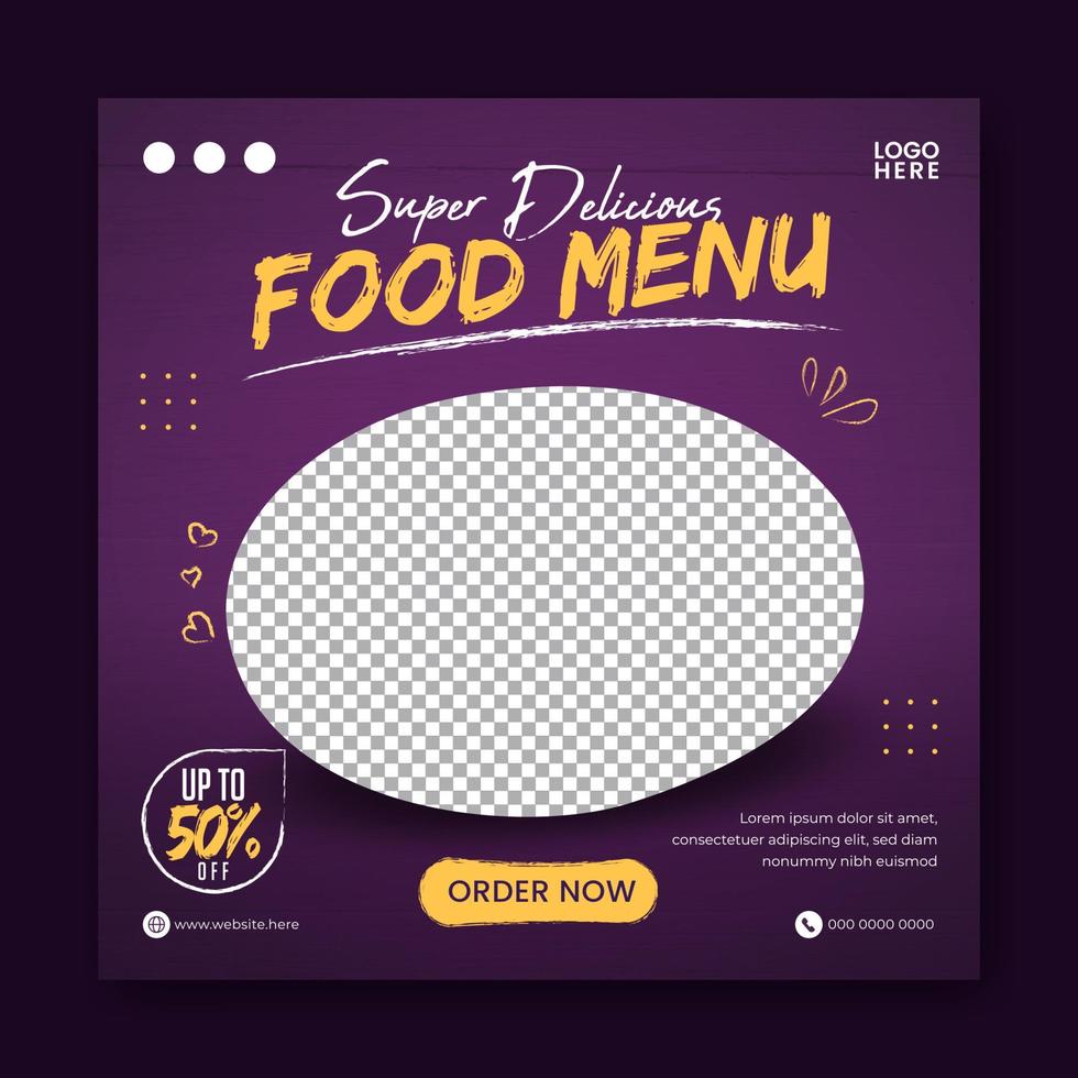 Food social media promotion and banner post design template vector