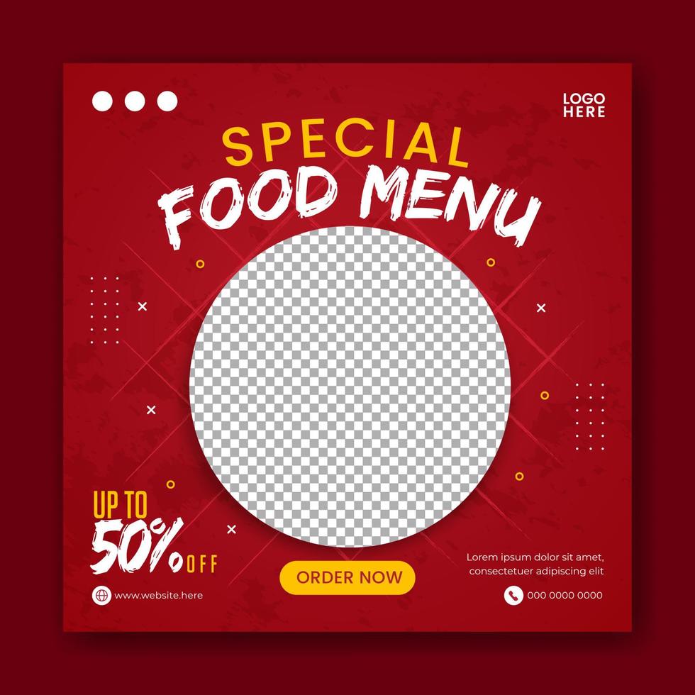 Food social media promotion and banner post design template vector