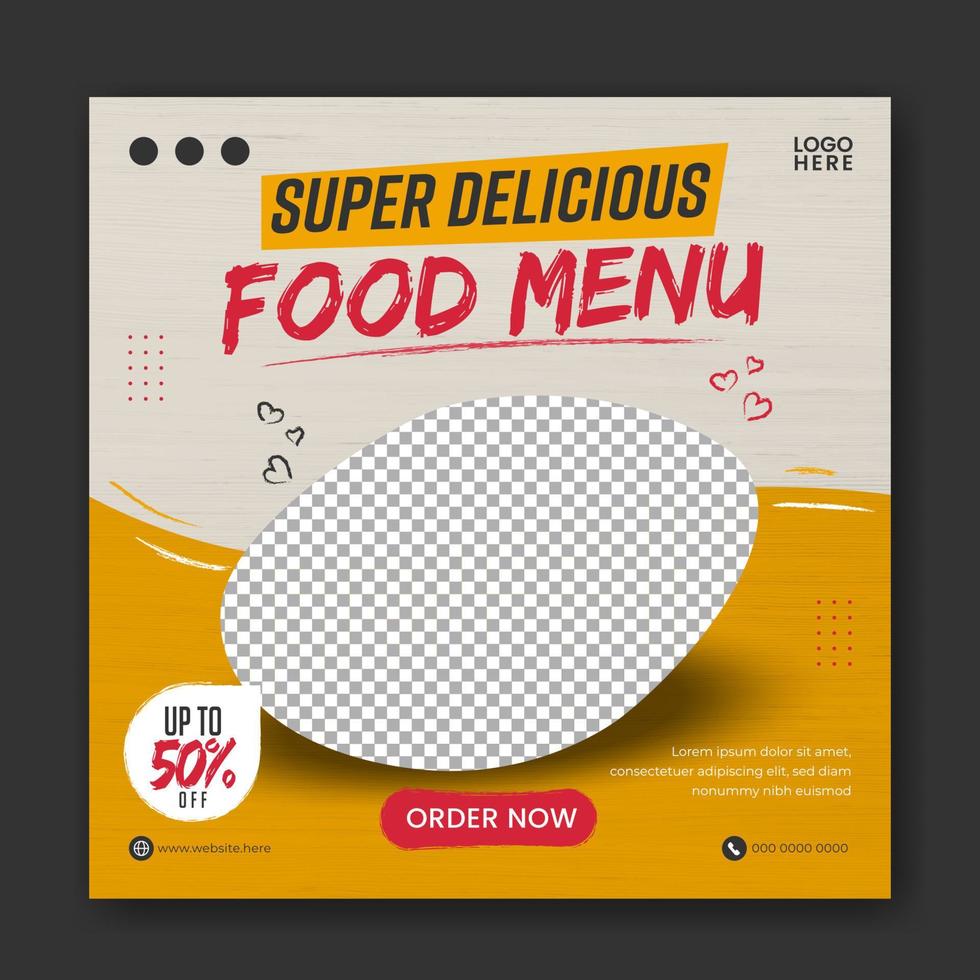 Food social media promotion and banner post design template vector