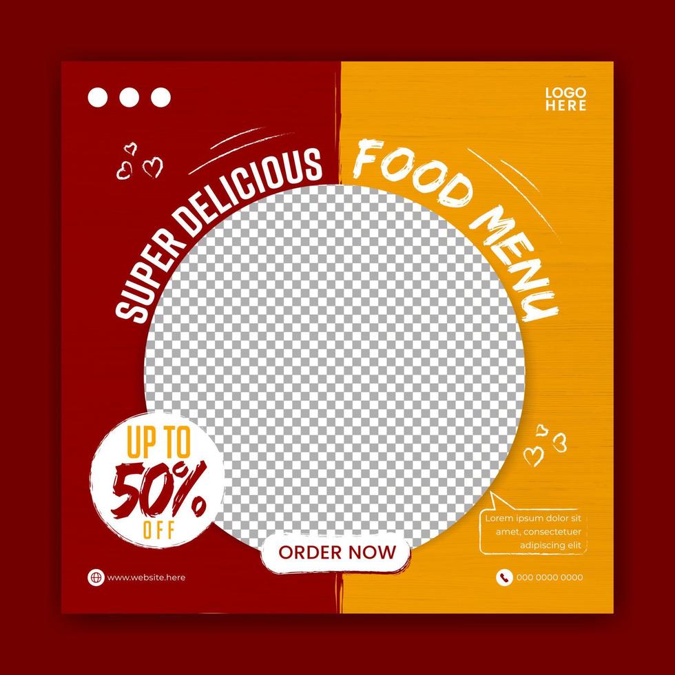 Food social media promotion and banner post design template vector