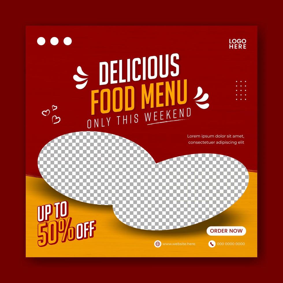 Food social media promotion and banner post design template vector