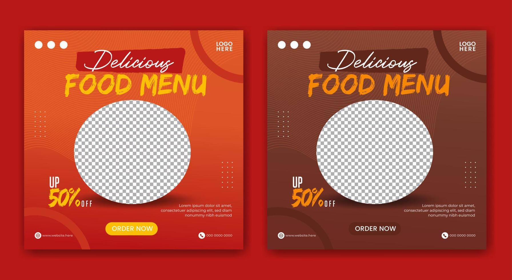 Food social media promotion and banner post design template vector