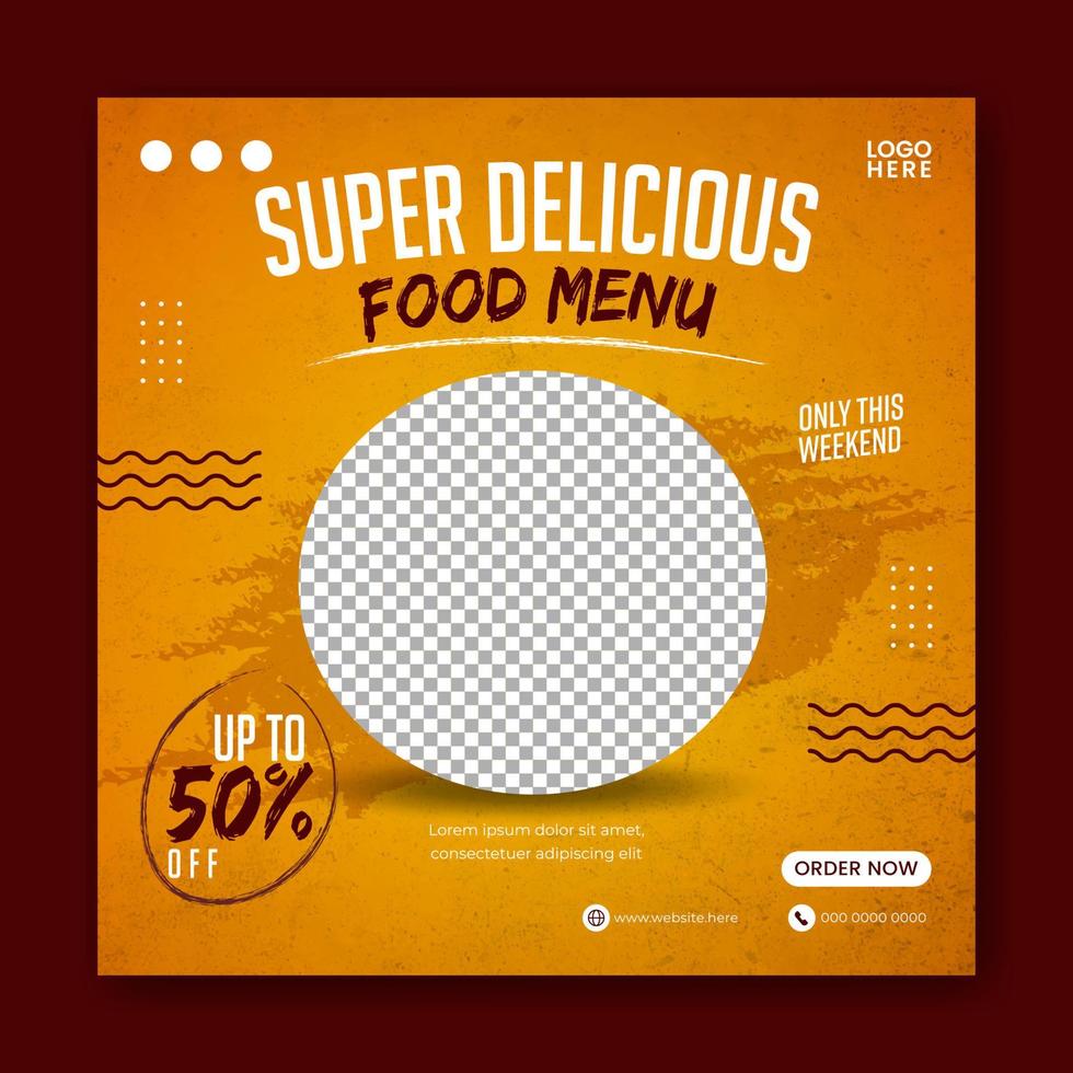 Food social media promotion and banner post design template vector