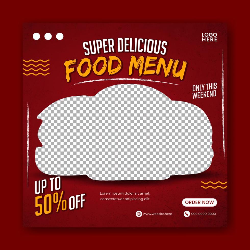 Food social media promotion and banner post design template vector