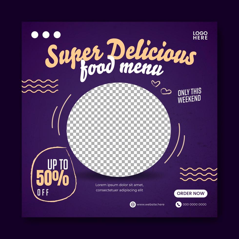 Food social media promotion and banner post design template vector