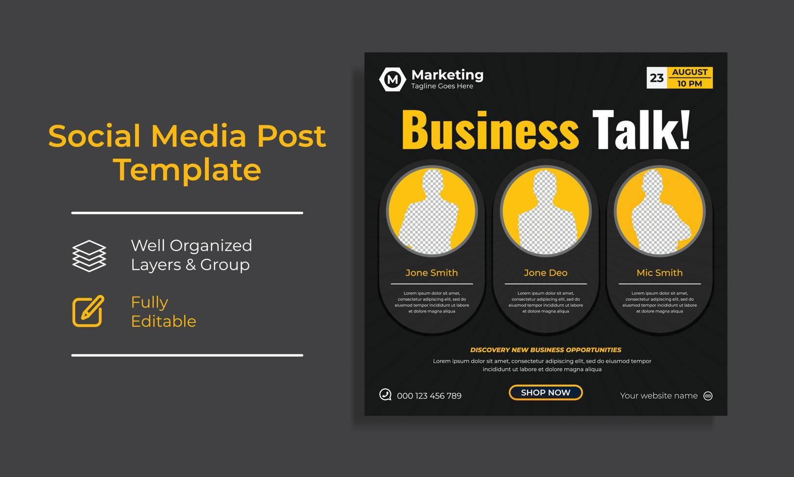 Corporate Creative Social Media Post Design template vector premium