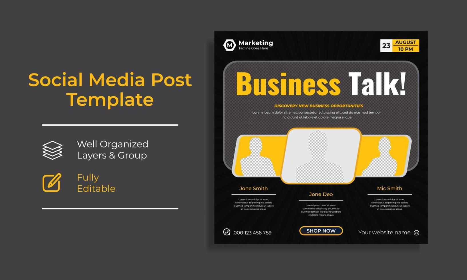 Corporate Creative Social Media Post Design template vector premium