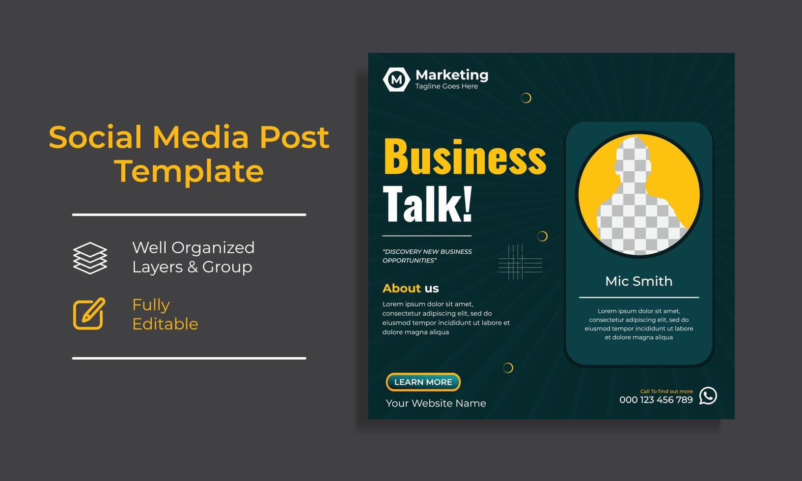 Corporate Creative Social Media Post Design template vector premium