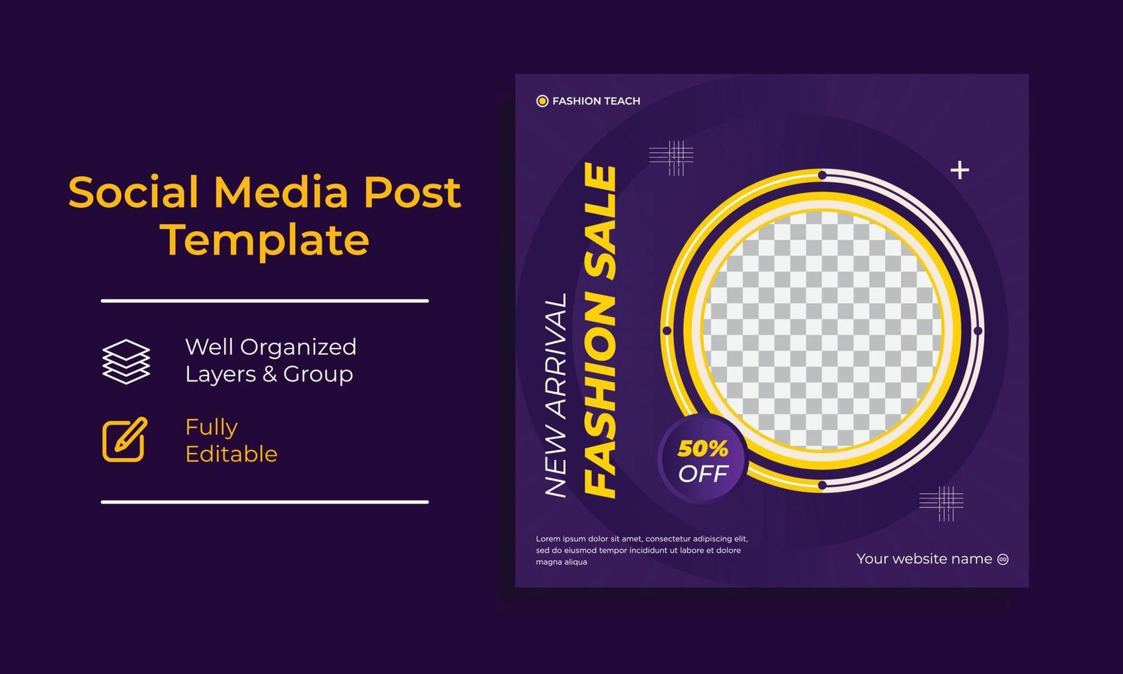 Creative Fashion sale social media post feed template Design vector premium