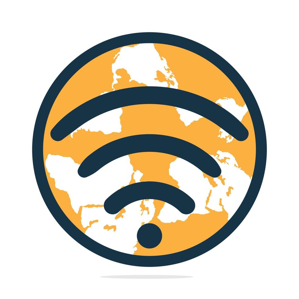 Globe shape and wifi sign. World signal vector logo template.