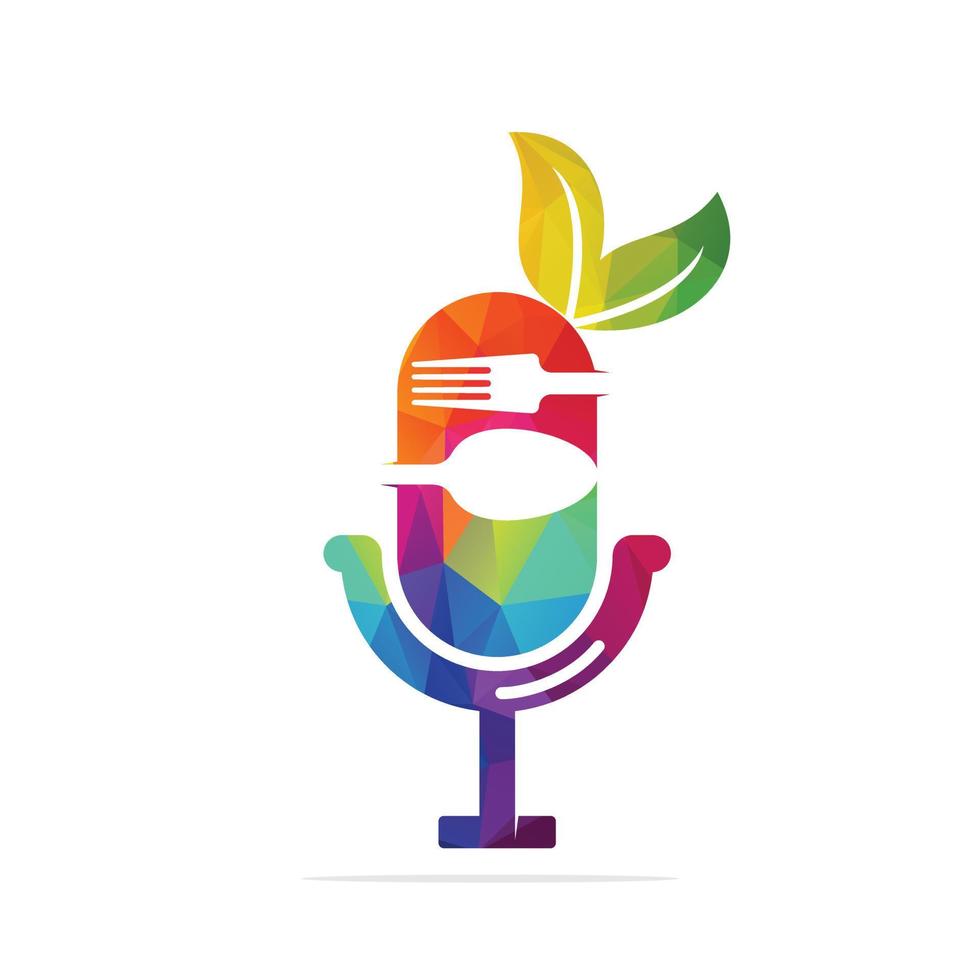 Food fork spoon podcast logo vector. Podcast food logo icon designs vector. vector