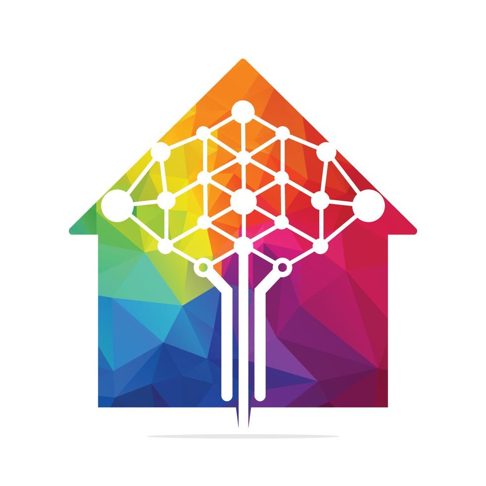 House of Digital tree logo design concepts. Home Educational learning and technology companies logo. vector