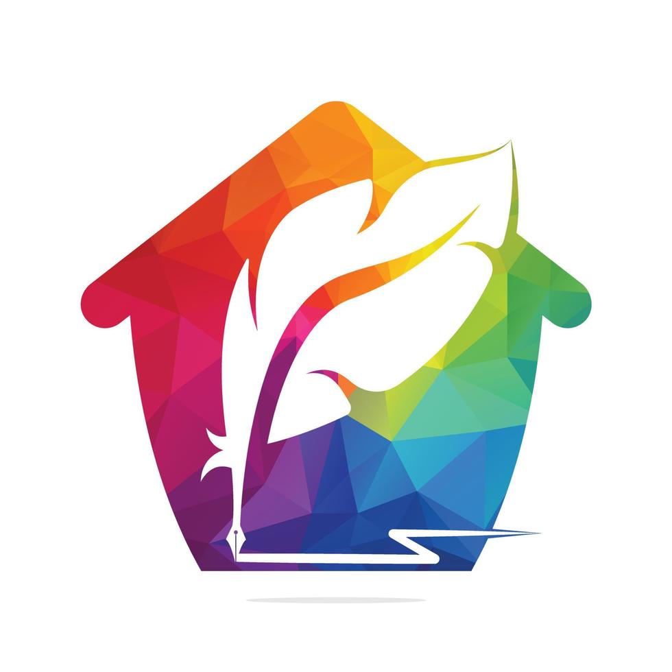 logotipo de pluma de pluma con diseño de vector de forma casera. diseño de estilo plano de icono de escritor con color para identidad, negocios y botón.