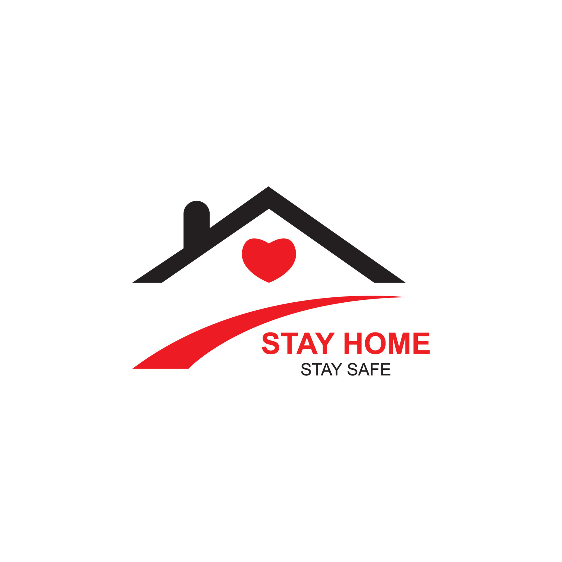 Stay home logo and stay safe concept heart house 11516261 Vector Art at