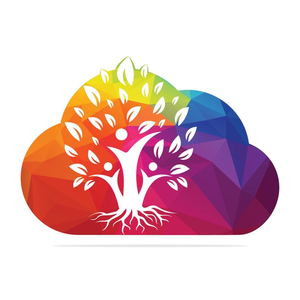 Family Tree And Roots Cloud Shape Logo Design. Family Tree Symbol Icon Logo Design vector