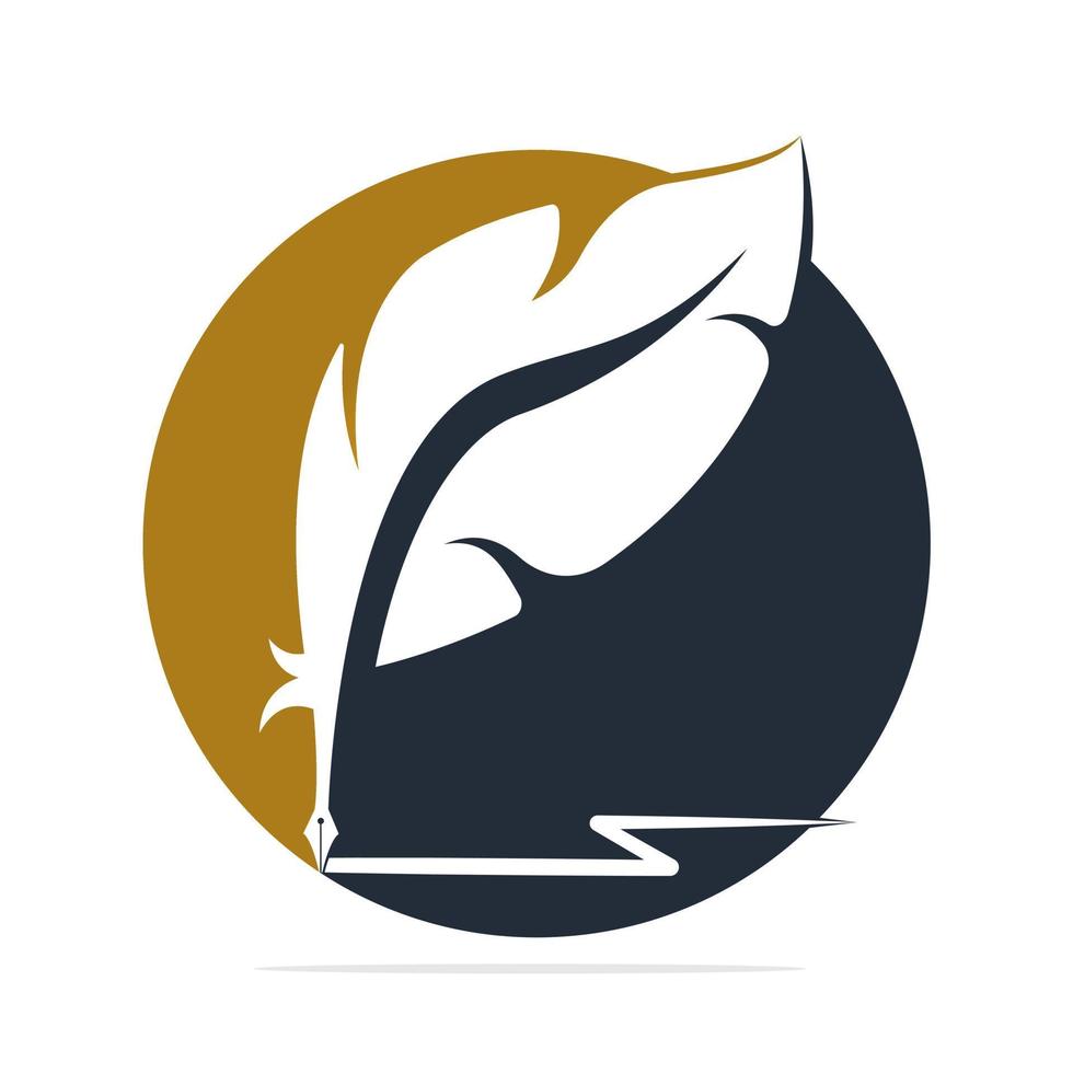 diseño vectorial del logotipo de la pluma de pluma. diseño de estilo plano de icono de escritor con color para identidad, negocios y botón. vector