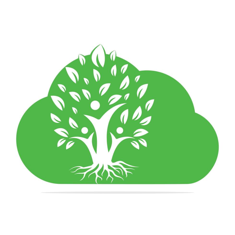 Family Tree And Roots Cloud Shape Logo Design. Family Tree Symbol Icon Logo Design vector