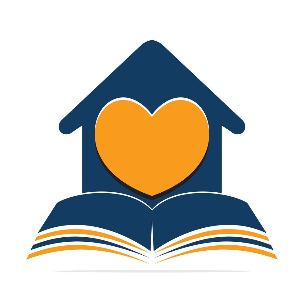 Home Care Education Center Logo Vector Design. Book, Heart and Home