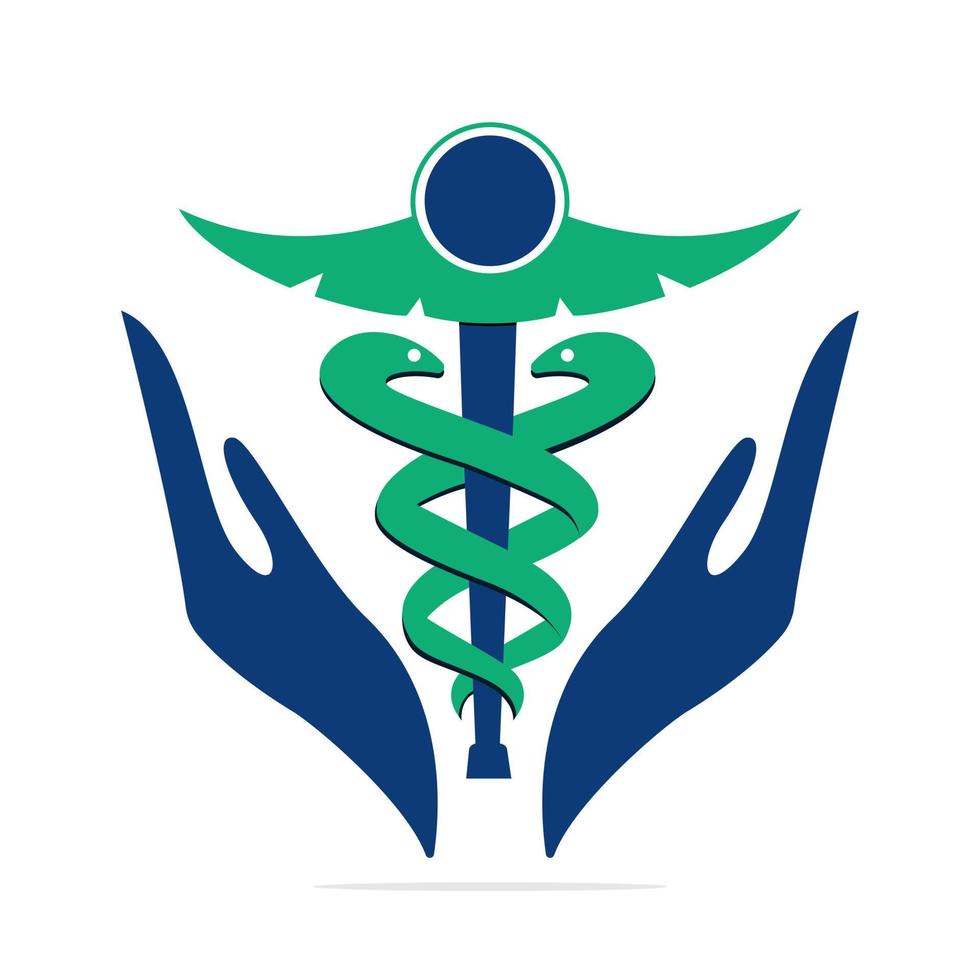 Caduceus medical logo vector design. Medical concept vector template design.