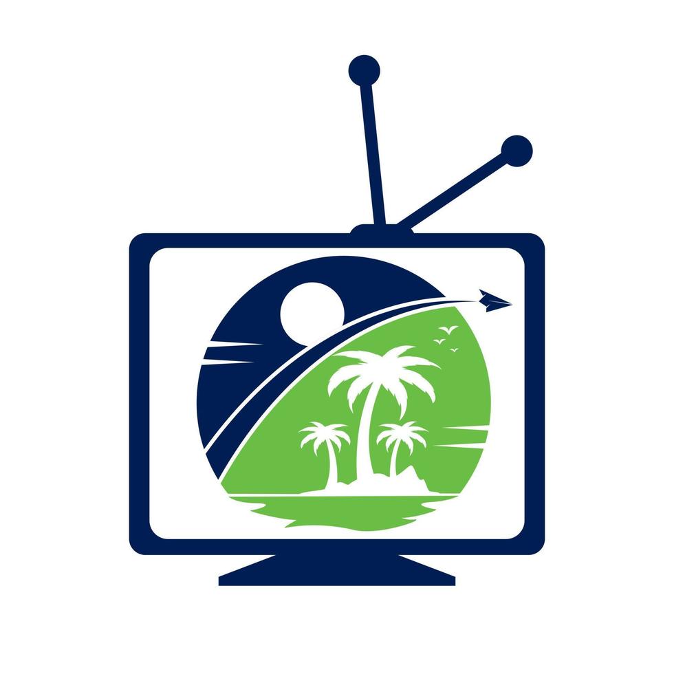 concepto de diseño de logotipo mundial de viajes de aventura televisiva. concepto de televisión de viaje. vector