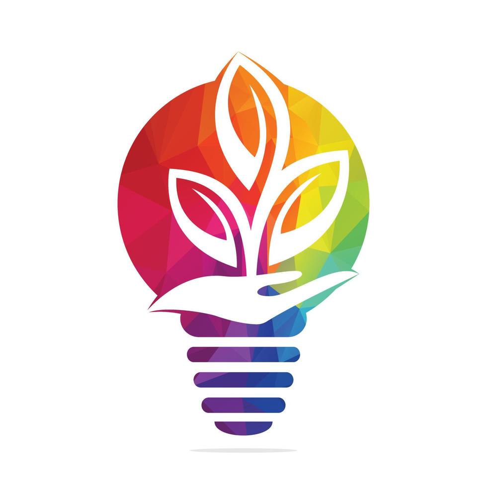 Hand tree and bulb logo design. Natural products in Shape of Bulb. Cosmetics Spa logo. Beauty salon or yoga logo. vector