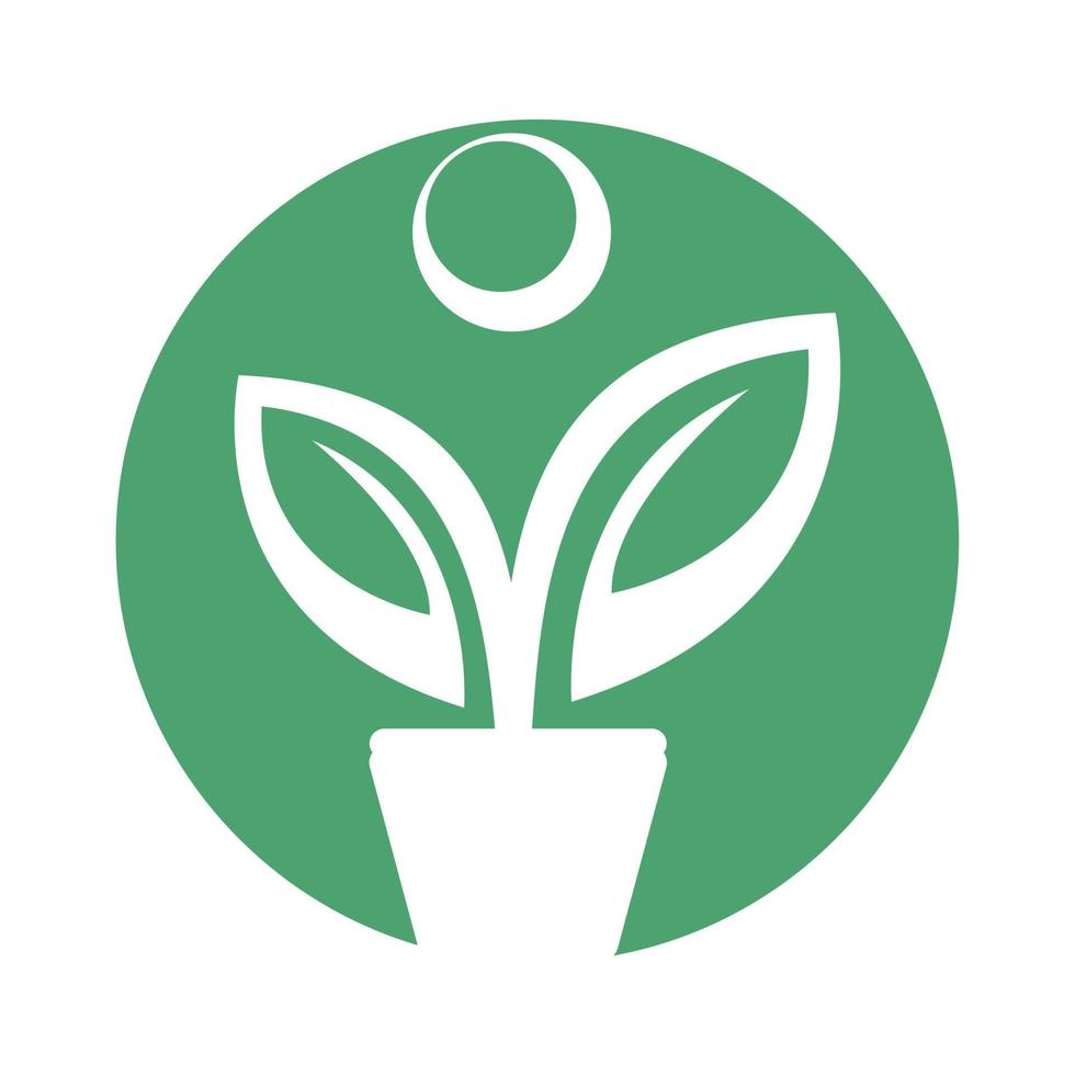 logotipo de maceta y planta. logotipo del vector de crecimiento humano.