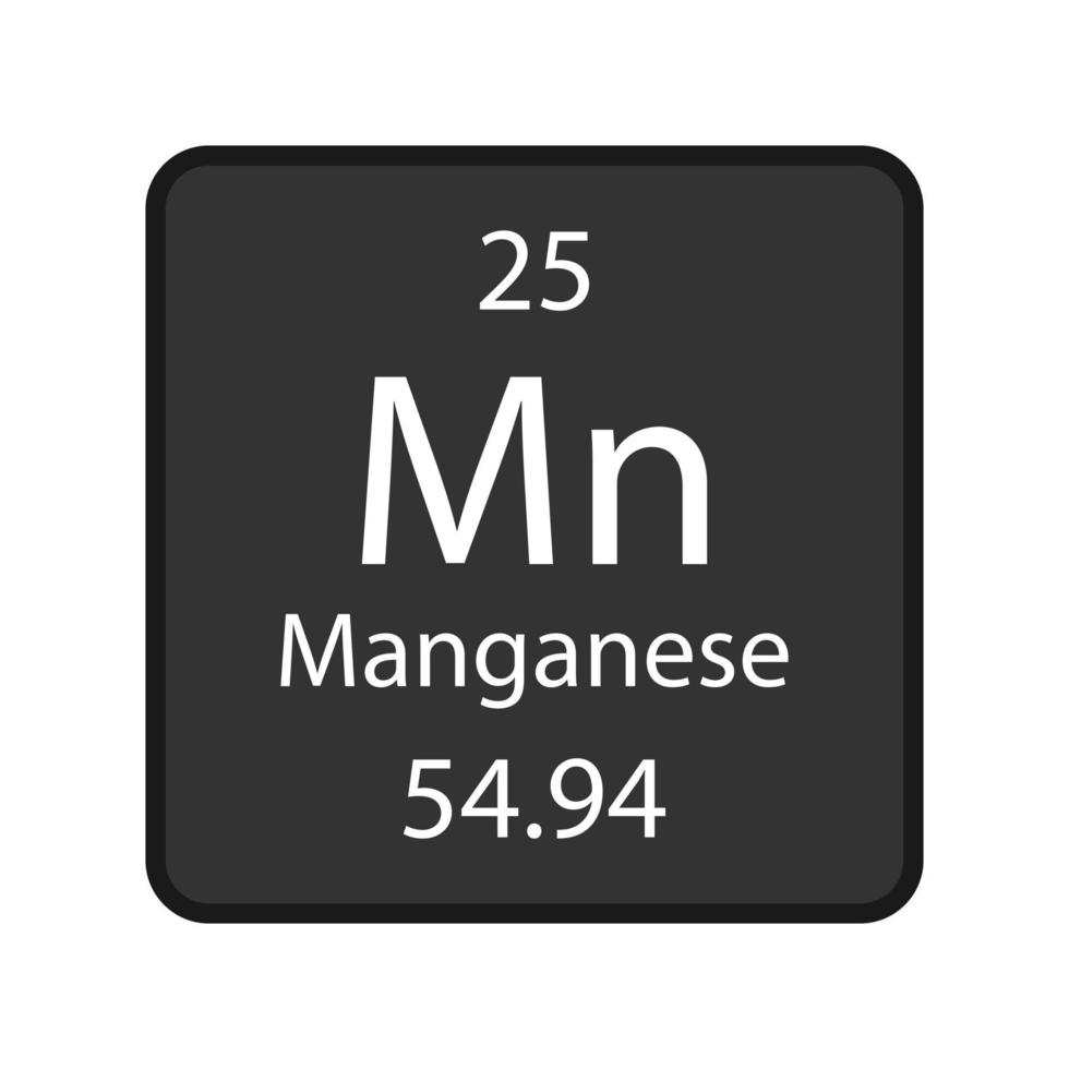 Manganese symbol. Chemical element of the periodic table. Vector illustration.