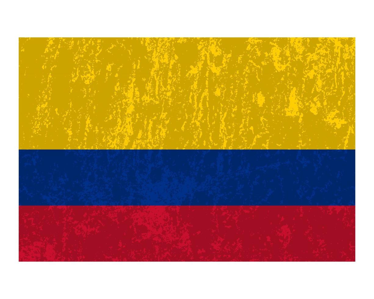 Colombia grunge flag, official colors and proportion. Vector illustration.