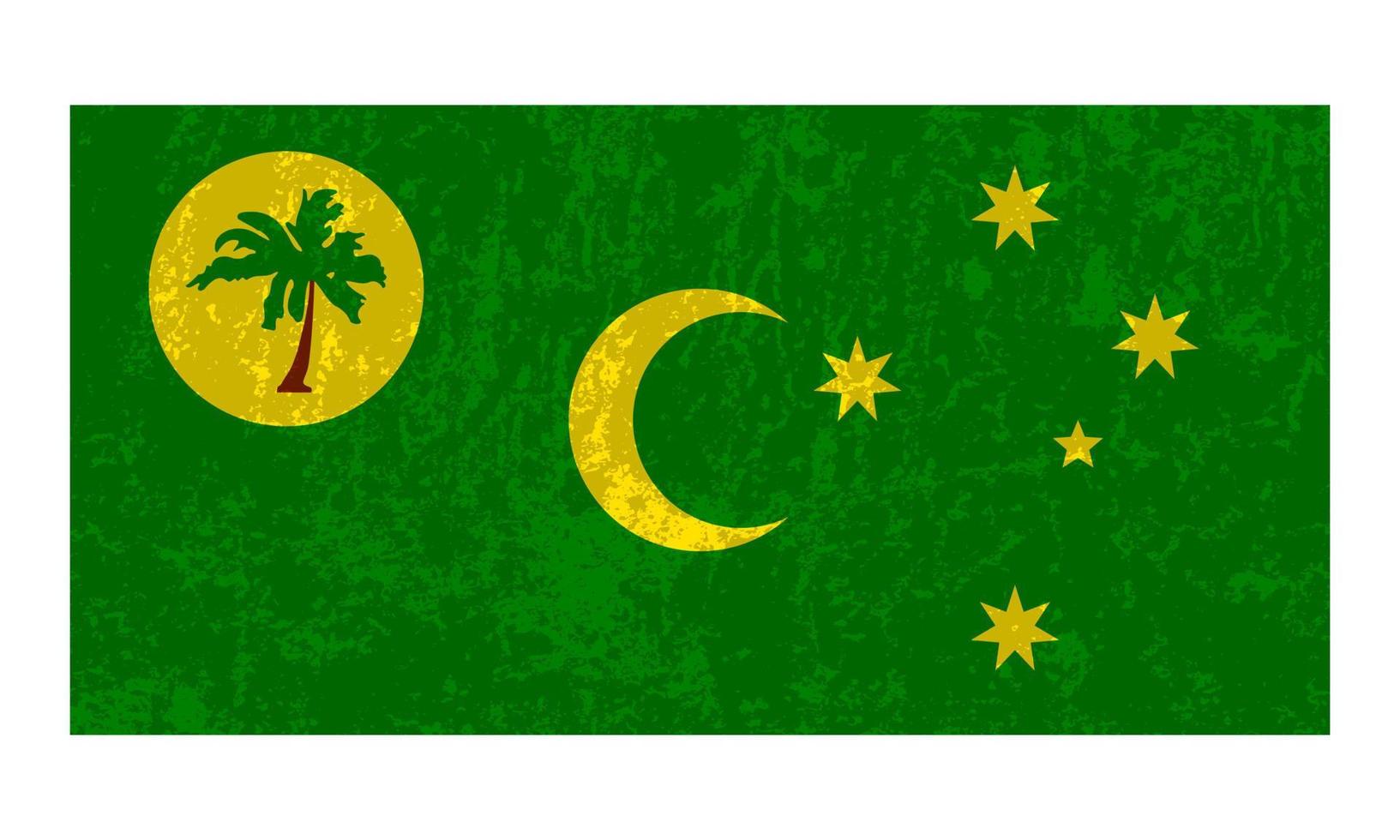 bandera grunge de las islas cocos, colores oficiales y proporción. ilustración vectorial vector