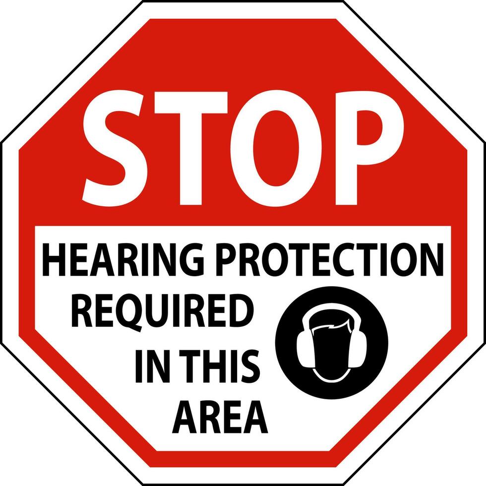 Hearing Protection Required Sign On White Background vector