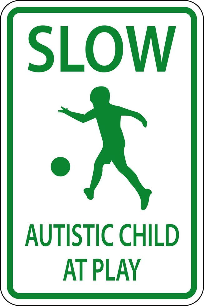 Niño autista lento en signo de juego sobre fondo blanco. vector