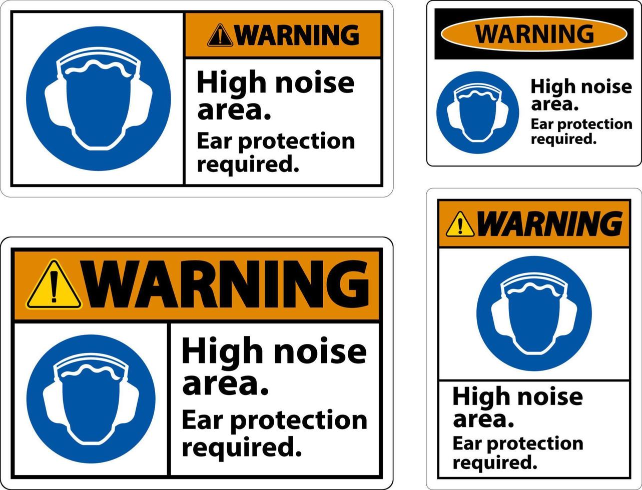Advertencia requiere protección auditiva firmar sobre fondo blanco. vector