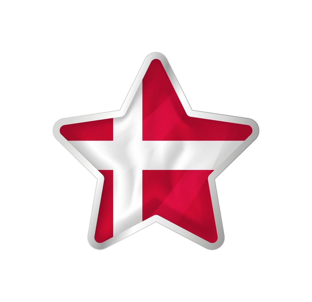 Denmark flag in star. Button star and flag template. Easy editing and vector in groups. National flag vector illustration on white background.