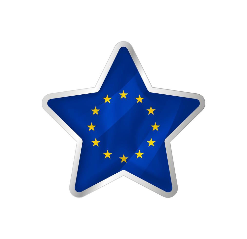 European Union flag in star. Button star and flag template. Easy editing and vector in groups. National flag vector illustration on white background.