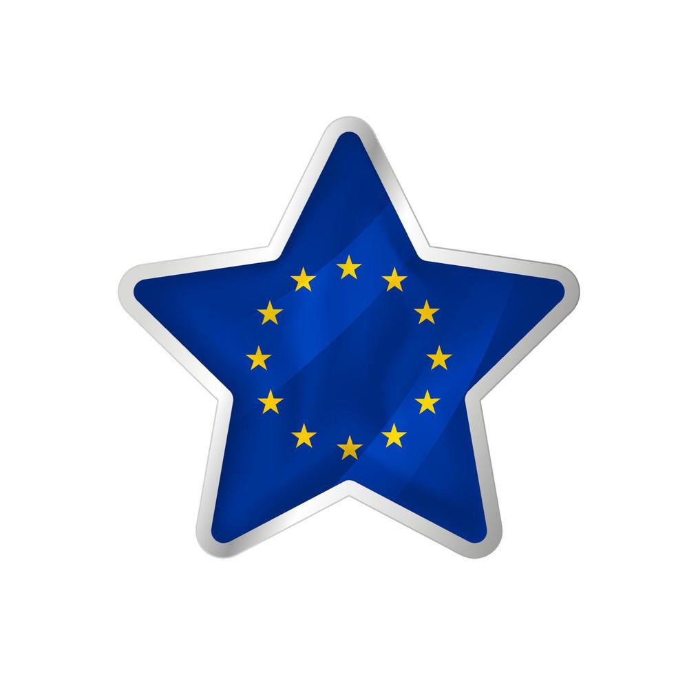 bandera de la unión europea en estrella. estrella de botón y plantilla de bandera. fácil edición y vector en grupos. Ilustración de vector de bandera nacional sobre fondo blanco.